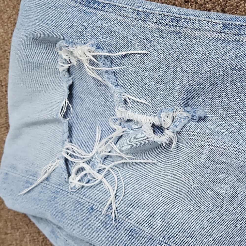 AGOLDE High Rise 100% Cotton Sz 25 Distressed Destroyed Ripped Knee Jeans - Picture 6 of 7